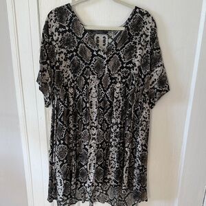 Zara Black Gray snakeskin Patterned Tunic Size XL